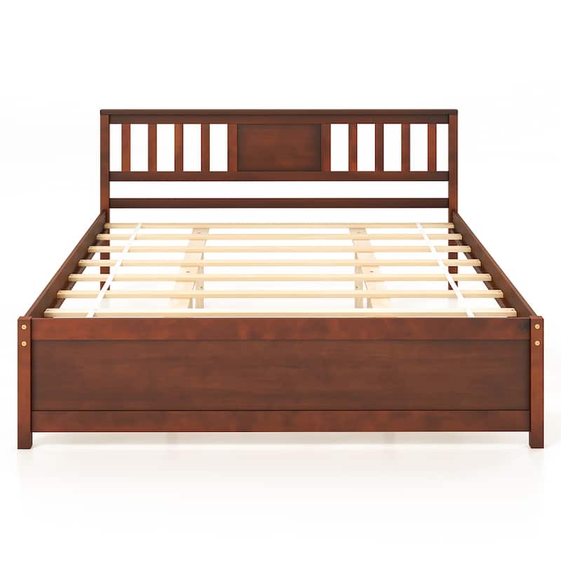 Gymax Twin/Full/Queen Size Bed Frame w/ Headboard Wood Slat Support No