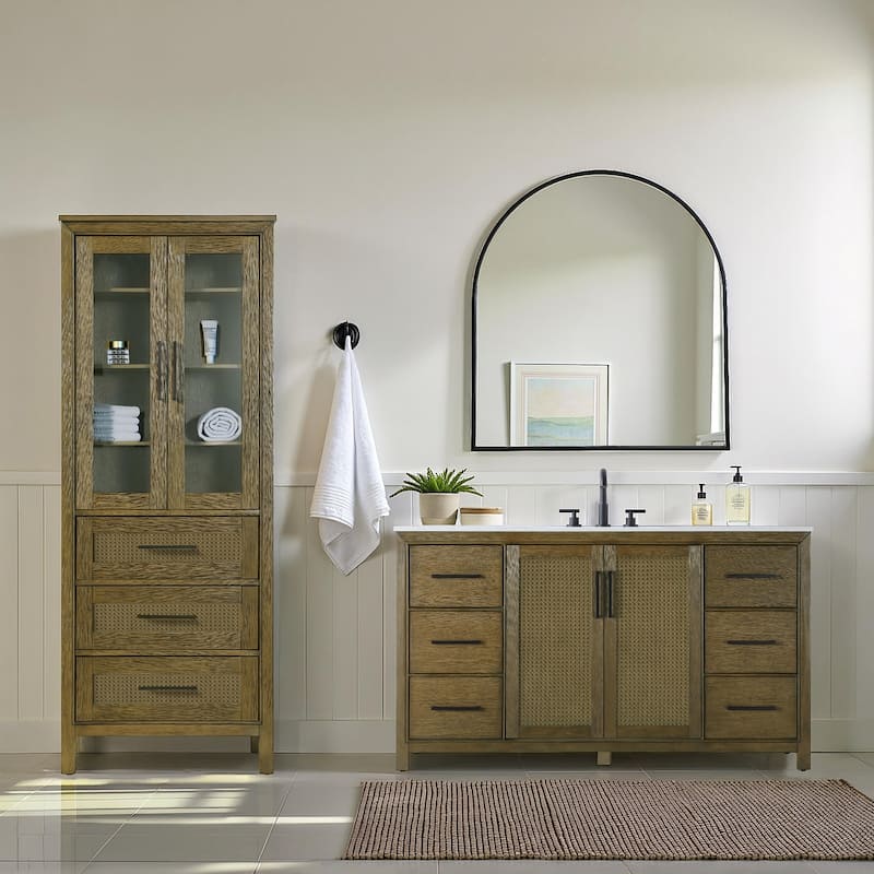 Winslow 16-28 Inch Bath Storage Glass Cabinet