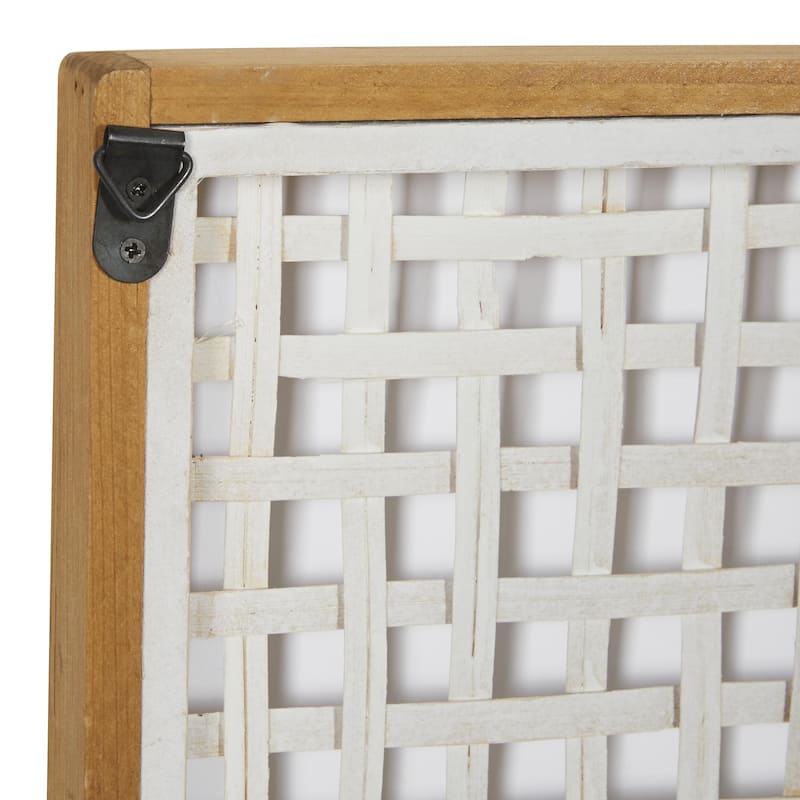 Wood Wall Clock with Grid Mesh - White - Roche River Decor