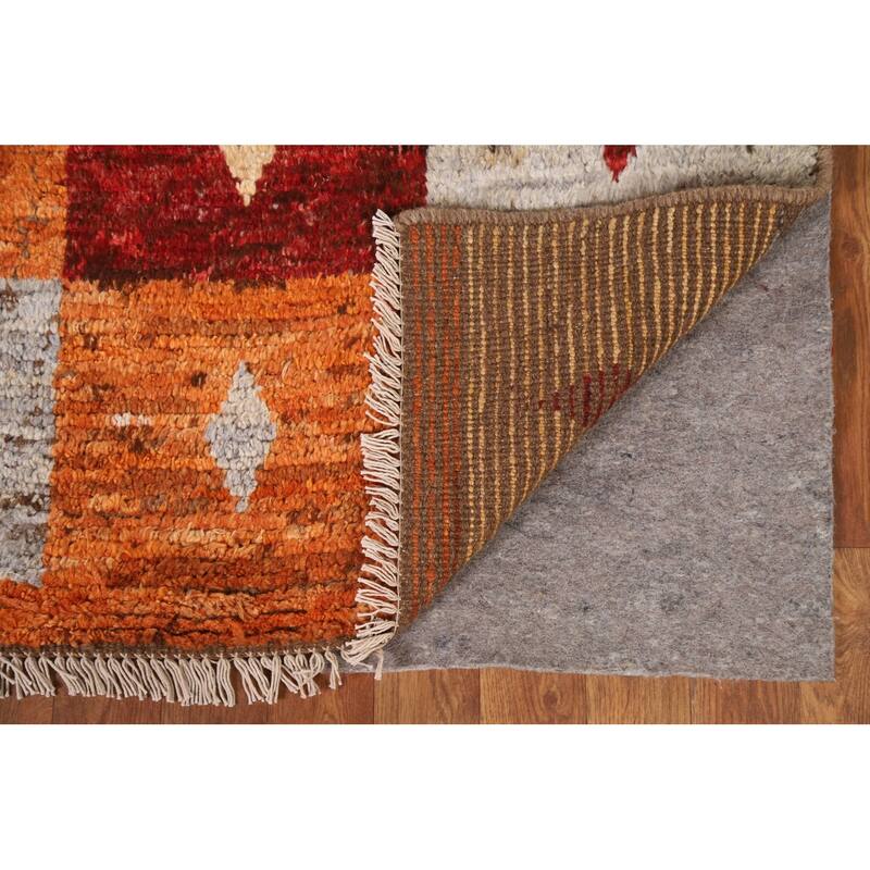 Hand Knotted Oriental 100% Wool Carpet Modern Geometric Multi-Colored Moroccan Area Rug - 8' 11'' X 6' 0''