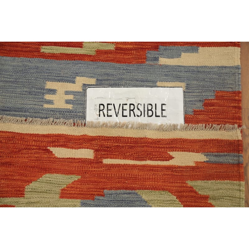 Hand Woven Oriental 100% Wool Carpet Southwestern Modern Oranges & Rust Kilim Area Rug - 4' 0'' X 2' 1''