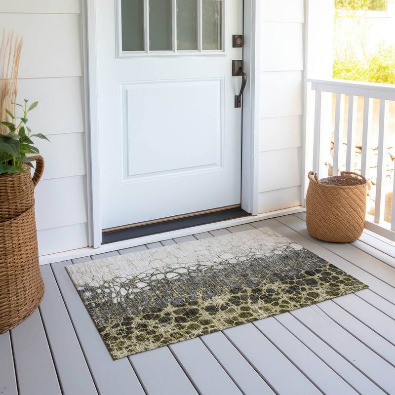 Machine Washable Indoor/ Outdoor Chantille Abstract Cobblestone Rug