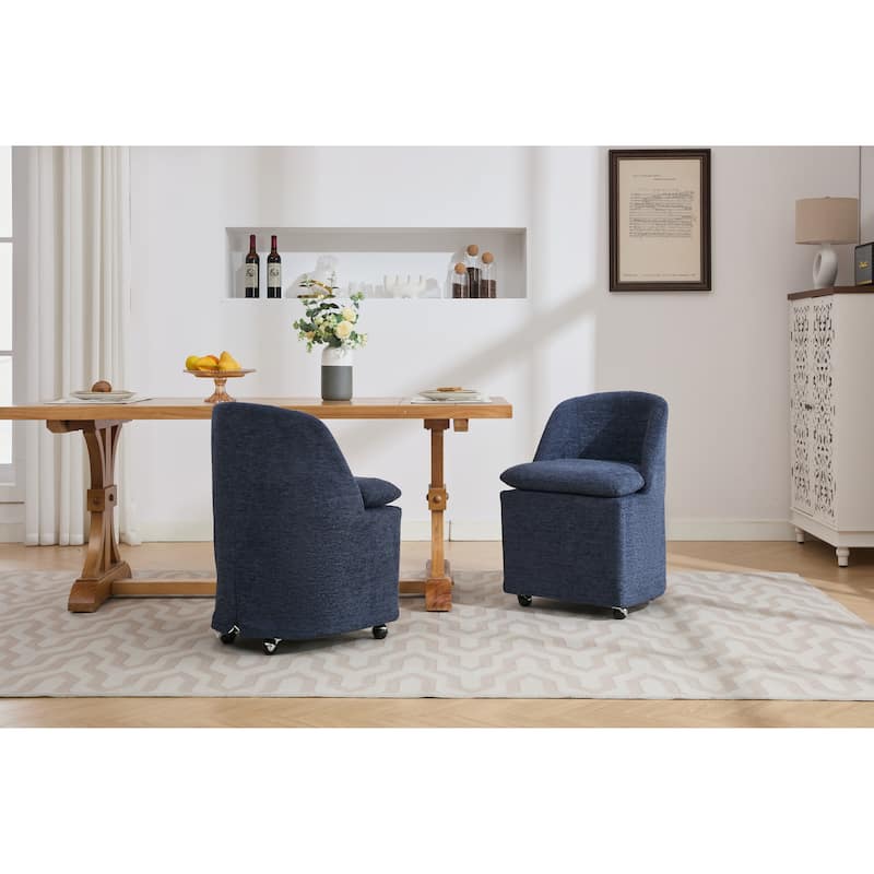 Upholstery Dining Chairs With Universal Wheels Set of 2