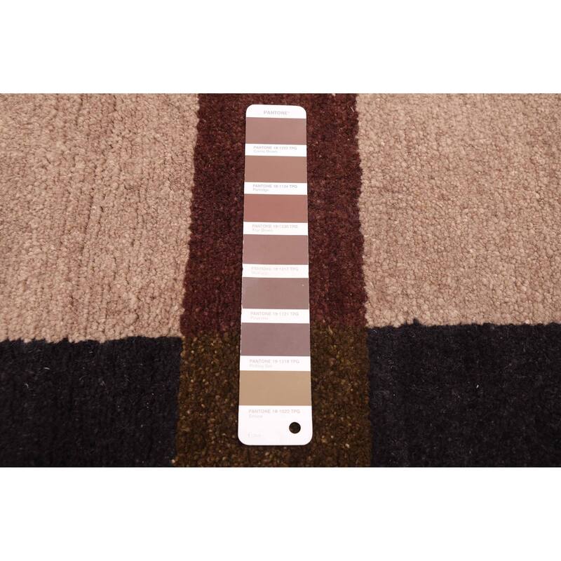 ECARPETGALLERY Hand-knotted Opulence Dark Brown Wool Rug - 4'1 x 5'11