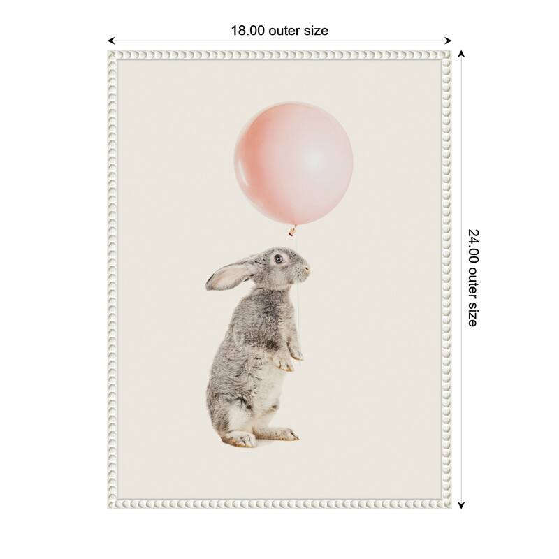 Kate and Laurel Sylvie The Bunny and the Pink Balloon Framed Canvas by July Art Prints