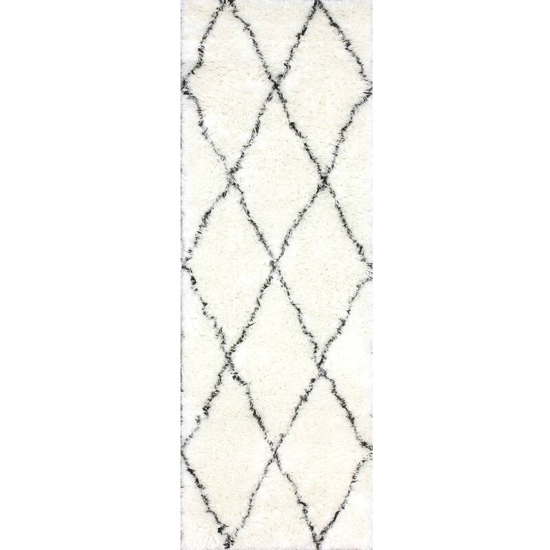 Nuloom Handmade Moroccan Trellis Wool Shag Rug