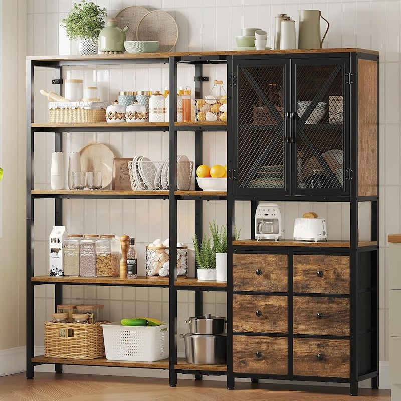 Corner Bookshelf Fabric Drawers Bookcase Display Shelf