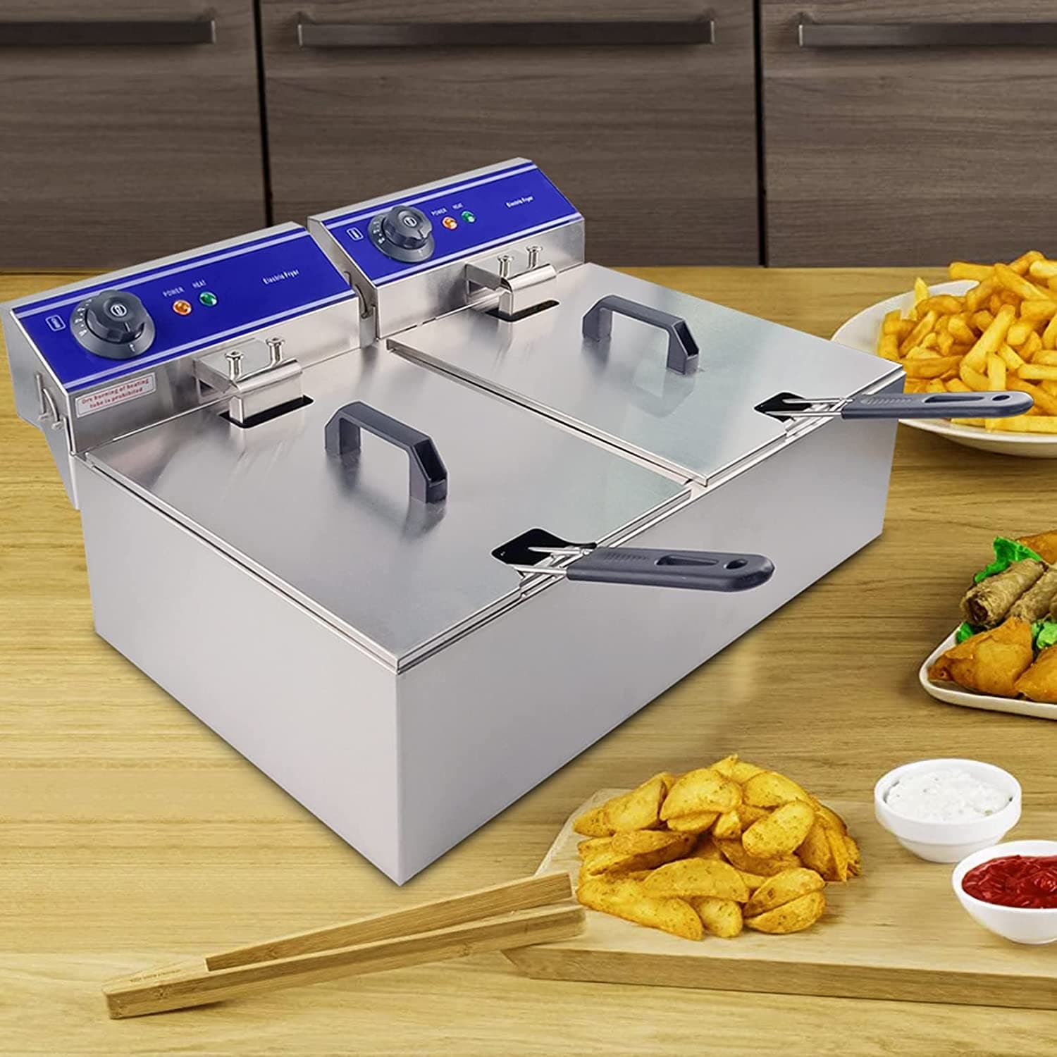 Commercial Electric Deep Fryer Countertop Stainless Steel Deep Fryer with Temperature  Control Single Large Tank French Fries - Bed Bath & Beyond - 39120750