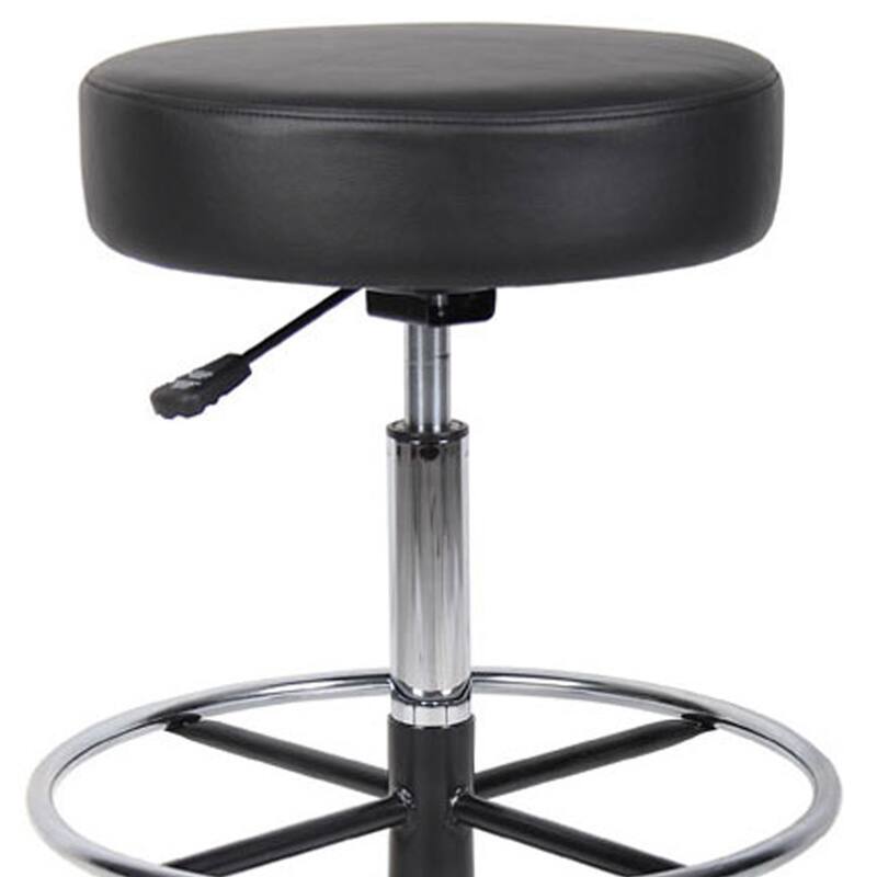 Fea Medical Drafting Stool, Round Black Vinyl, Chrome Footring