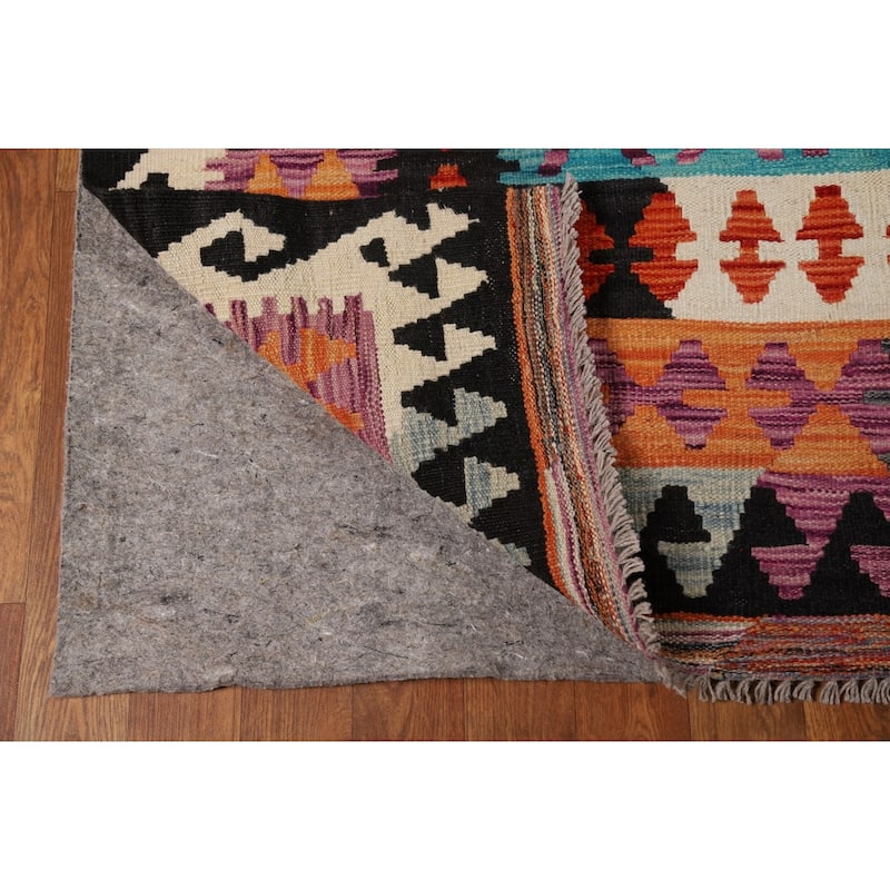 Flat Weave Colorful Kilim Area Rug Flatweave Wool Carpet - 8'4" x 11'9"