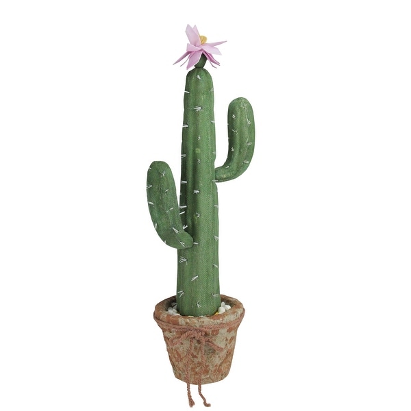 21.5” Southwestern Style Green Potted Artificial Cactus with Flowers - N/A