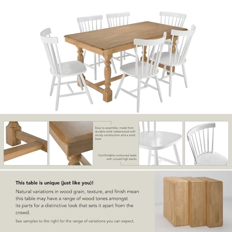 Bush Furniture Sterling 67W Dining Table with 6 Spindle Dining Chairs