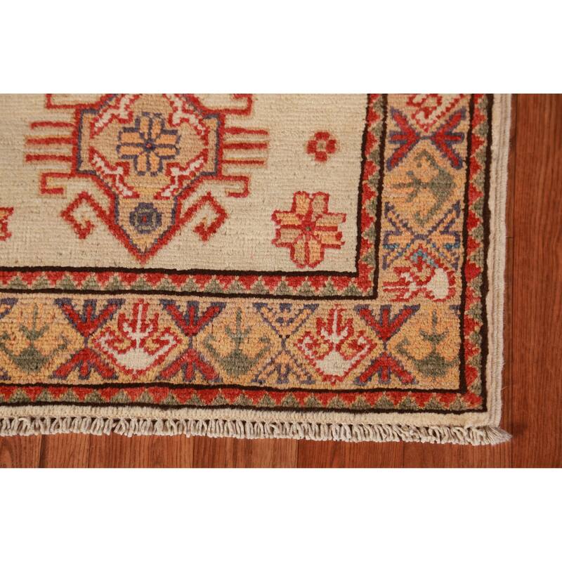 Traditional Kazak Oriental Foyer Rug Hand-Knotted Wool Carpet - 2'0"x 3'0"
