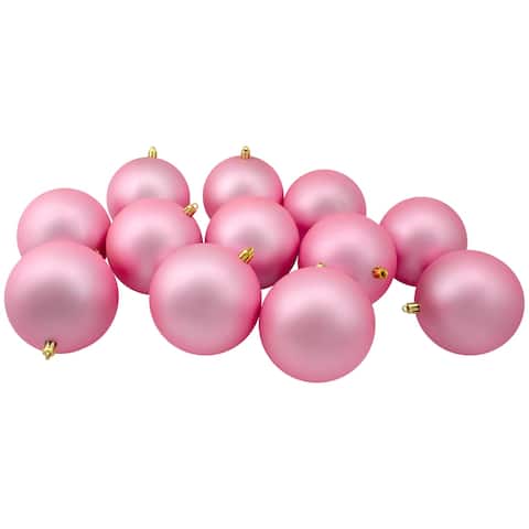 12ct Matte Bubblegum Pink Shatterproof Christmas Ball Ornaments 4"