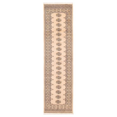 ECARPETGALLERY Hand-knotted Peshawar Bokhara Ivory Wool Rug - 2'7 x 9'9