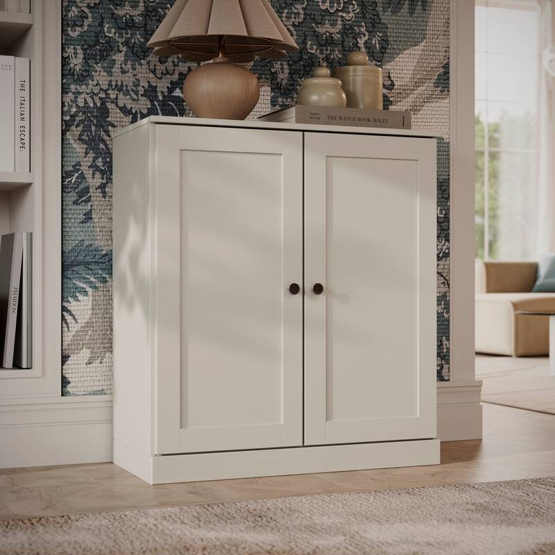 Palace Imports 100% Solid Wood 3-Shelf Bookcase with Shaker Doors and Adjustable Shelves