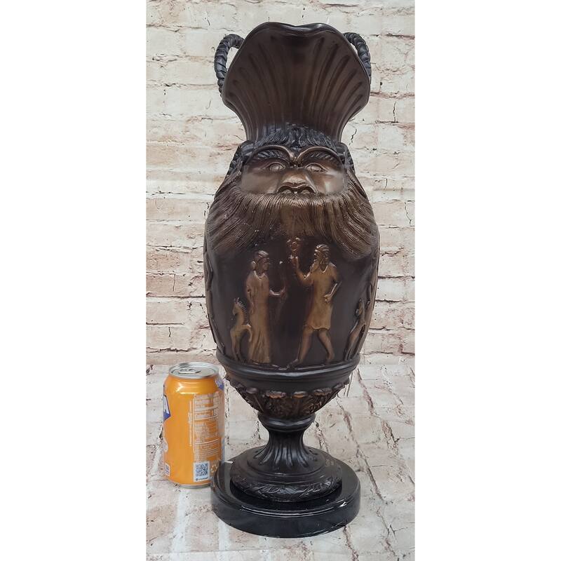 Hot Cast Bronze Ancient Cultural Middle Eastern Decorative Urn Sculpture Signed Art
