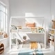 preview thumbnail 1 of 10, Twin over Twin Bunk Bed with Built-in Ladder, House-shaped Bed wtih Safety Guardrail, Kid's Friendly Style, White Modern White