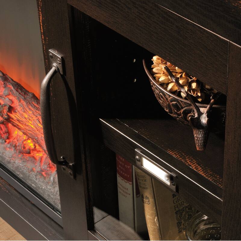 Wood Fireplace Credenza for TVs up to 60", Brown - 38.07" W x 19.45" D x 29.76" H