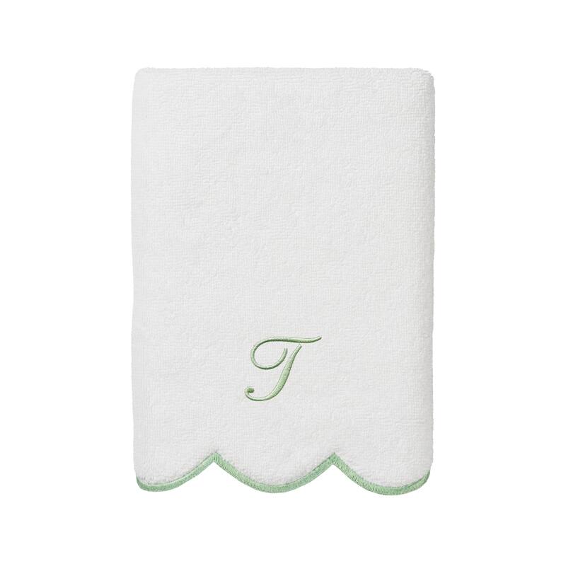 Authentic Hotel and Spa 100% Turkish Cotton Green ADORNIA Scallop Personalized 3 Piece Towel Set - 3 Piece Set