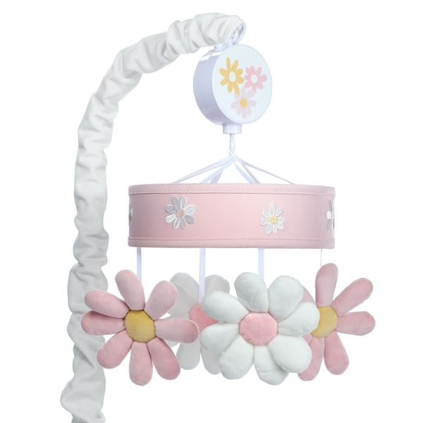 slide 2 of 7, Lambs & Ivy Daisy Dreams Pink/White Musical Baby Crib Mobile Soother Toy