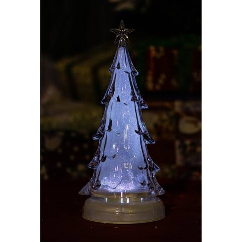 White LED Rotating Music Sparkle Tree With Water Inside (14.5 Inch)