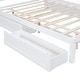 preview thumbnail 15 of 15, Queen Size Bed Frame w/ Rattan Headboard & Sockets Wooden Platform Bedframe w/ Trundle & Storage Drawers, Noise-Free-White