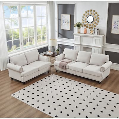 Deep Seat Storage Sofa Set of 2 with Loveseat and 3 Seater Couch