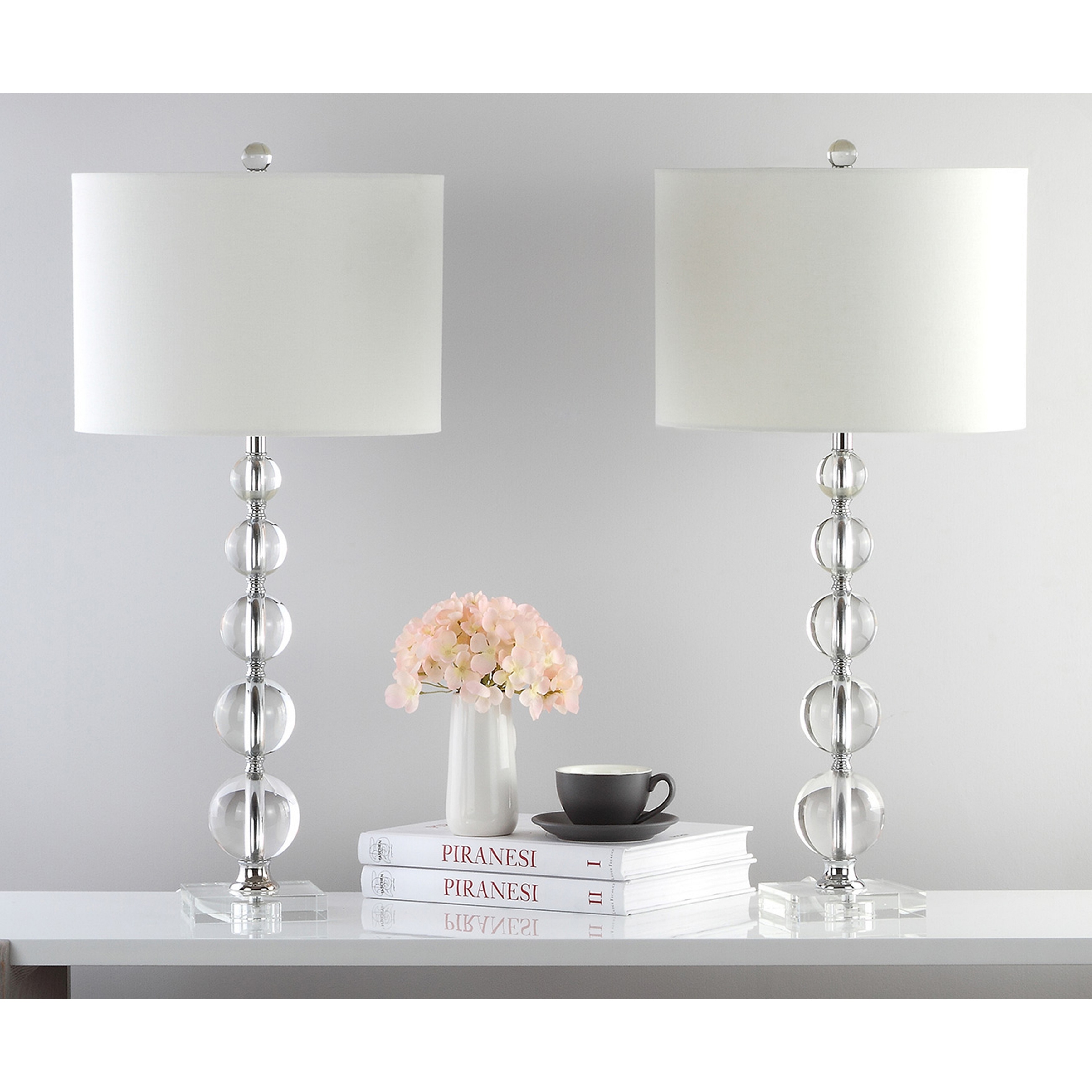 Safavieh Lighting 29 Inch Liam White Shade Stacked Crystal Ball Table Lamp 14 X14 X29 On Sale Overstock 8353200