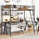 preview thumbnail 1 of 7, Black Metal Frame Twin Size Loft Bed with Ladder and Guardrails Black