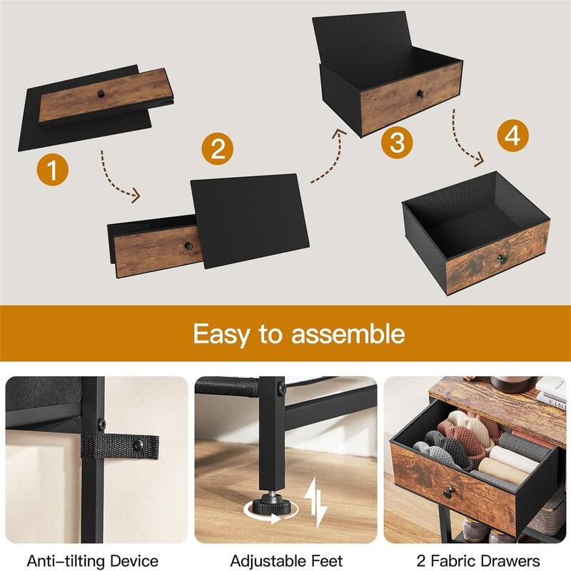 5 Tier Shoe Storage Organizer with 2 Drawers - 28.3"D x 11"W x 36.2"H
