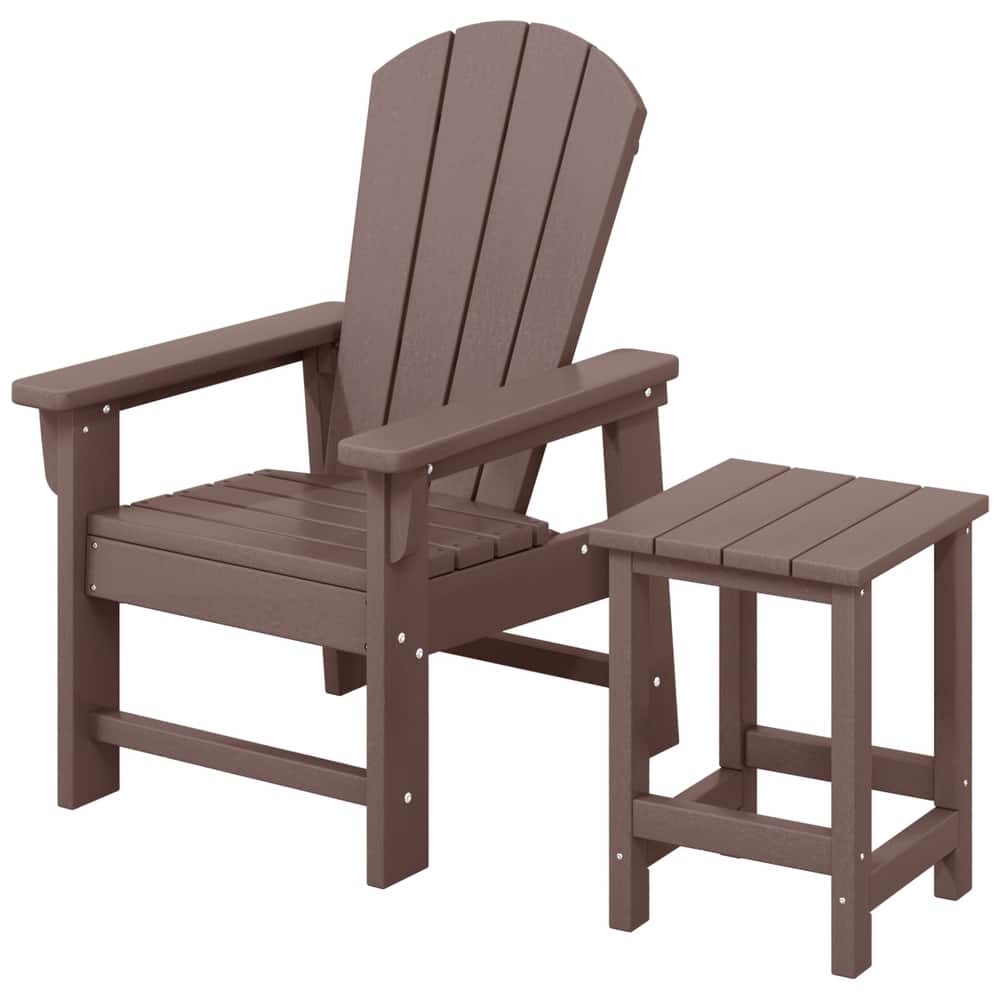 Laguna Kids Outdoor Poly Adirondack Chair With Side Table 2-Piece Set