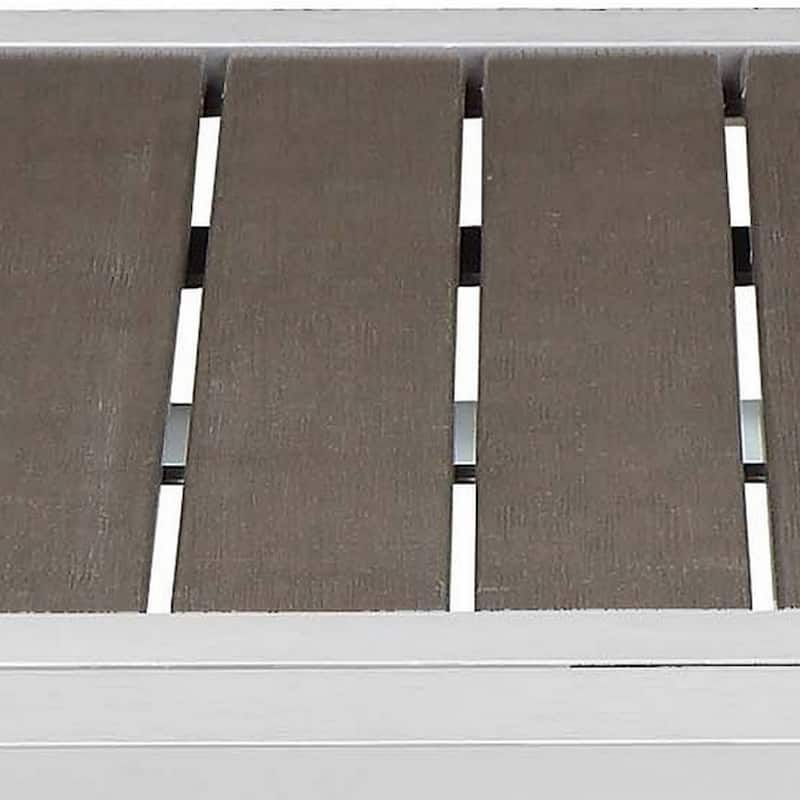 Kili 35 Inch Coffee Table, Gray Polyresin Top, Crisp White Aluminum Frame