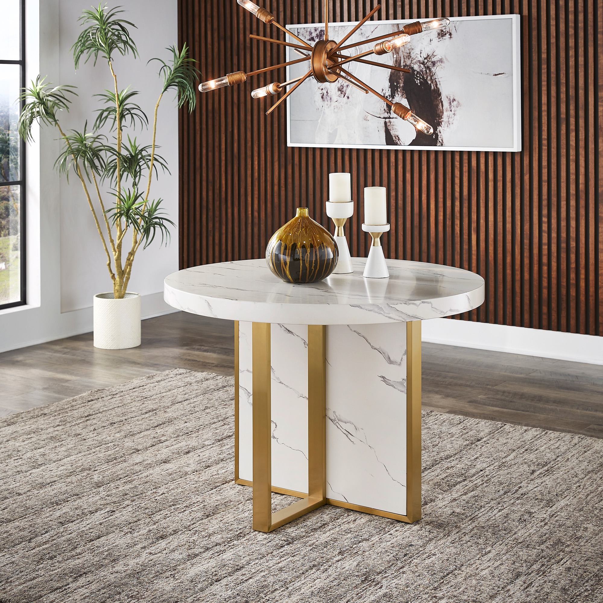 Faux marble round dining table deals