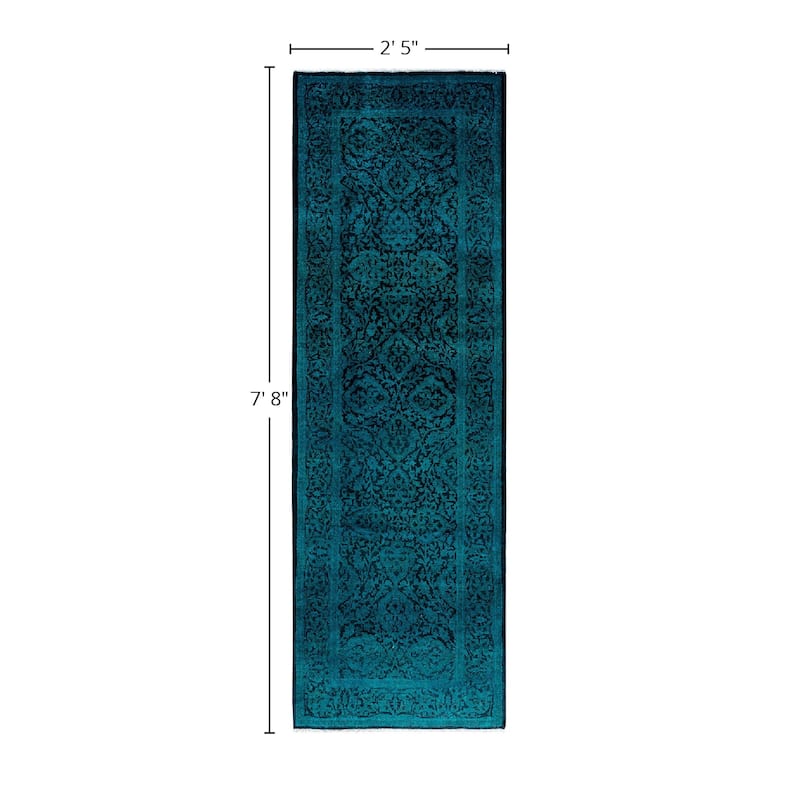 Fine Vibrance One-of-a-Kind Hand-Knotted Runner Rug - Black, 2' 5" x 7' 8" - 2' 5" x 7' 8"