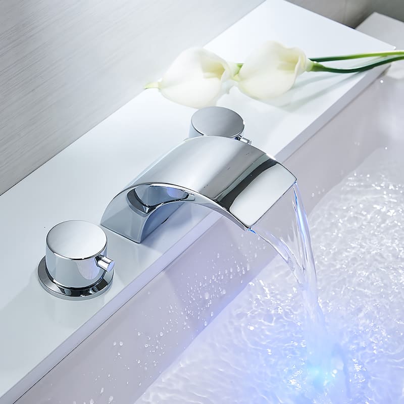 Chrome 3 Hole Waterfall Bathroom Faucet