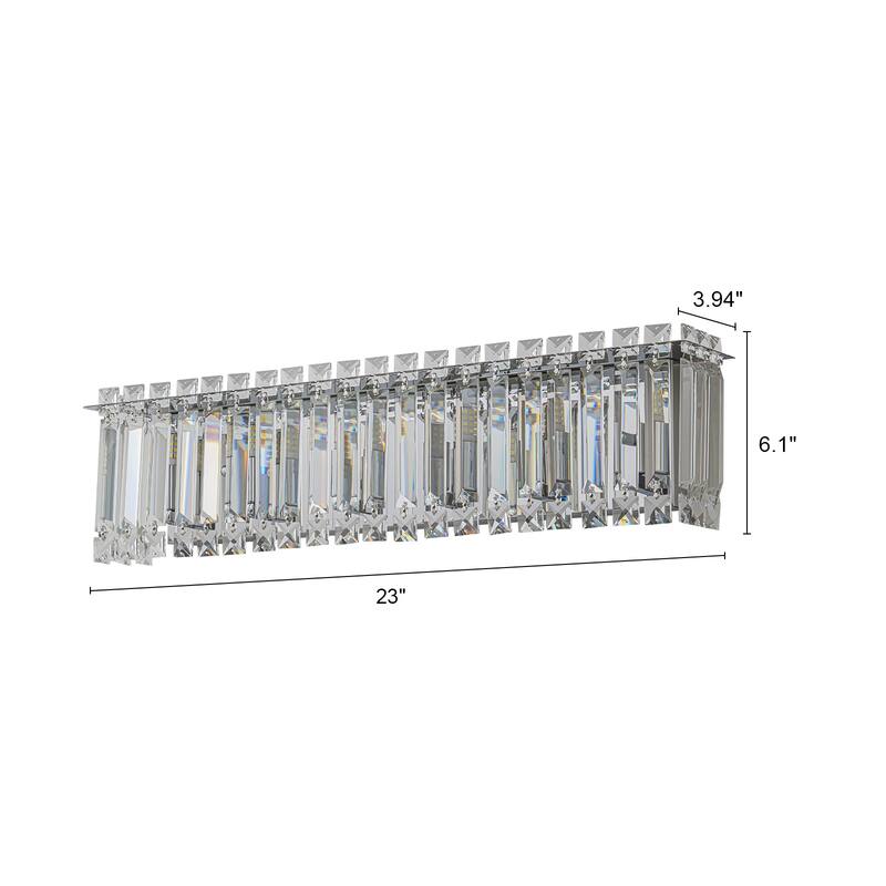 Modern Chrome Vanity Light for Bathroom Luxury Crystal Wall Sconce - W 23"