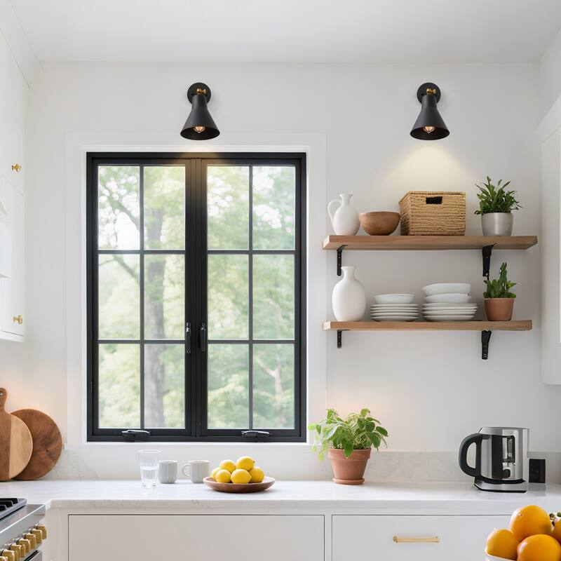 Carbon Loft Merida Adjustable Black 1-Light Wall Lamp Sconce - W6.3"x H9.5"x E9"