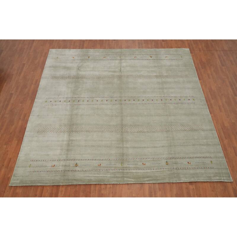 Hand Knotted Oriental 100% Wool Carpet Tribal Animal Pictorial Green Gabbeh Area Rug - 11' 11'' X 11' 10''