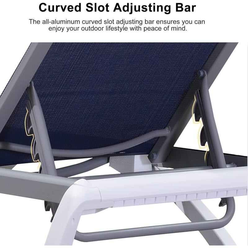 PURPLE LEAF Patio Chaise Lounge Chair Outdoor Plastic Textilene Lounger with 6 Adjustable Position for Outside Lawn Poolside