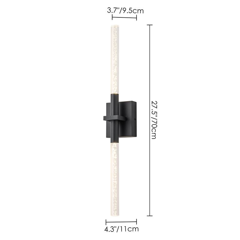 1-Light Modern Linear Black/Gold Integrated LED 3000K Warm Light Bathroom Vanity Light Bar - 4.3 in. W x 27.5 in. H x 3.7 in. D