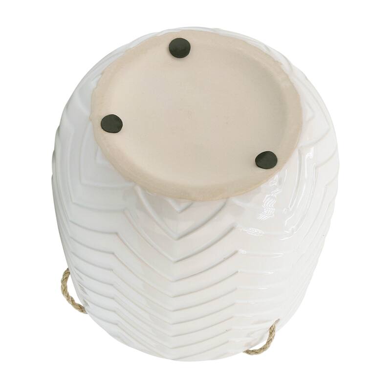 Sagebrook Home Neutral Textured Ceramic Hanging Planter