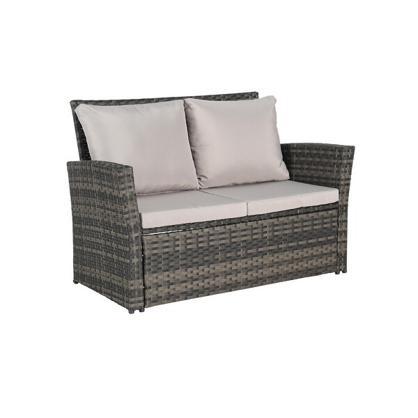 4 Pieces Outdoor Patio Furniture Sets Garden Rattan Chair Wicker