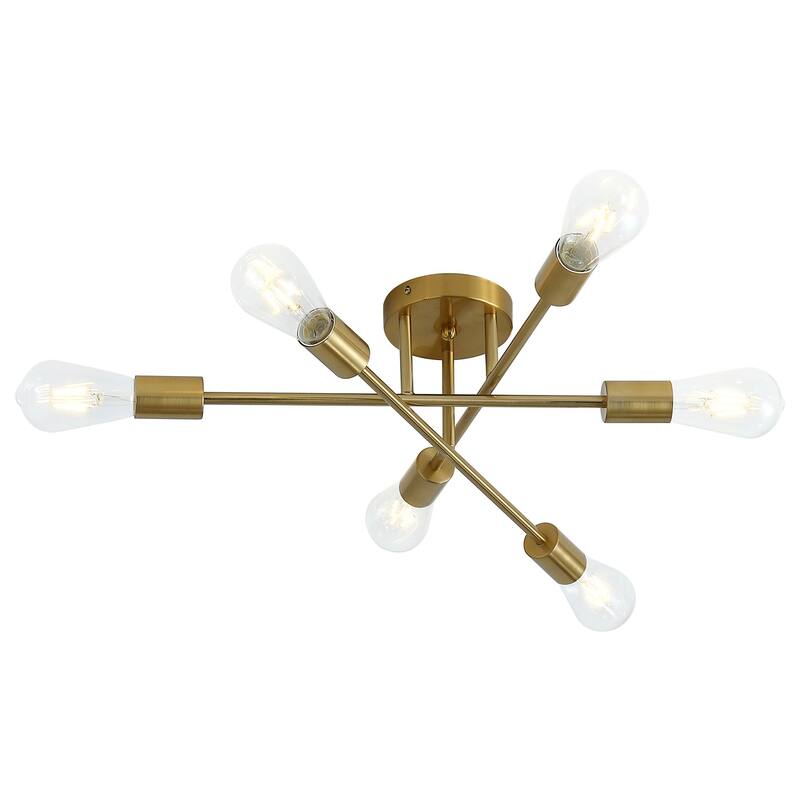 Modern Concise 6-Light Sputnik Design Semi Flush Mount Lamp