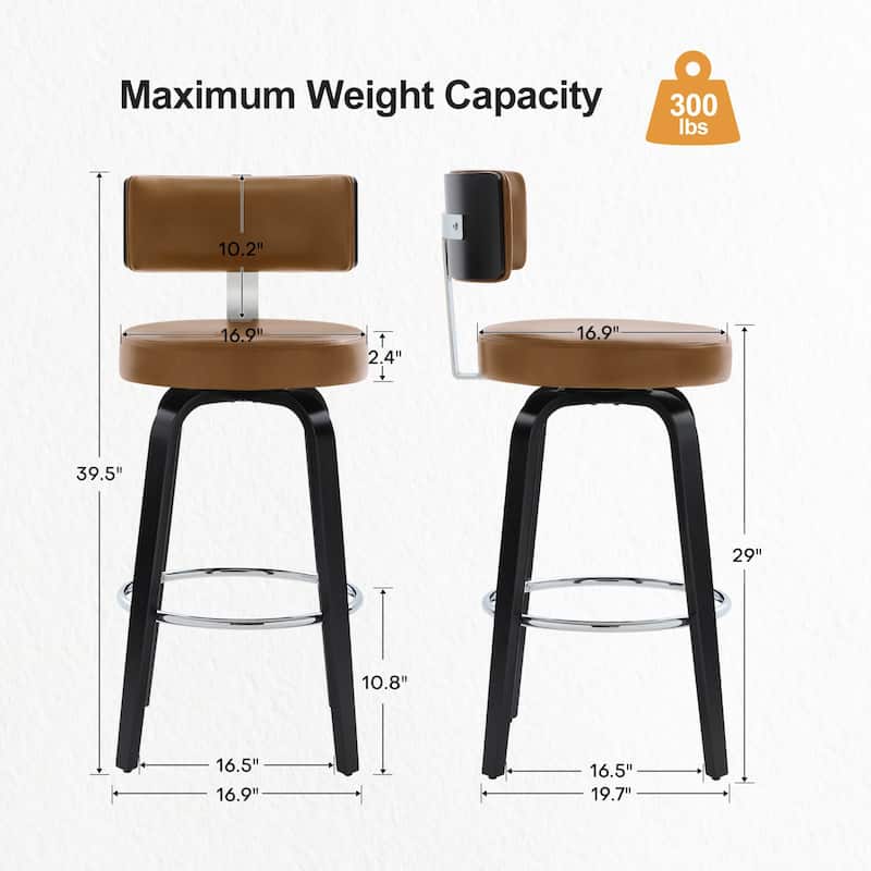 Upholstered Wood Swivel Bar/ Counter Stools, Set of 3