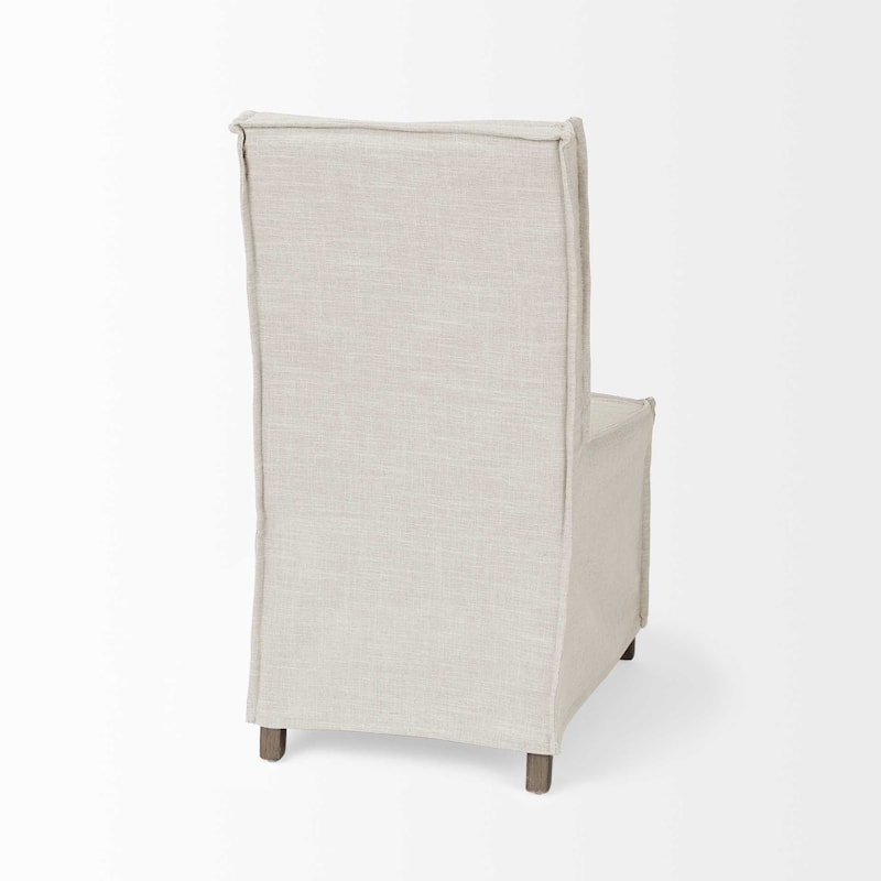 HomeRoots Beige And Brown Slipcovered Wood Parsons chair - 21.80 in. x 35.30 in. x 19.30 in.