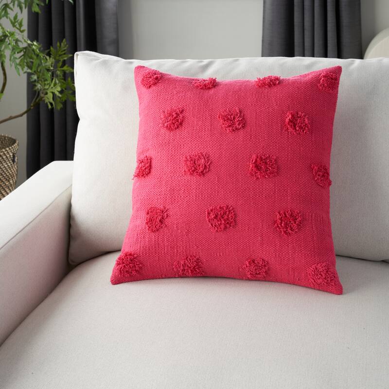  Mina Victory Life Styles Tufted Dots Solid Textured 18" x 18" Indoor Throw Pillow 