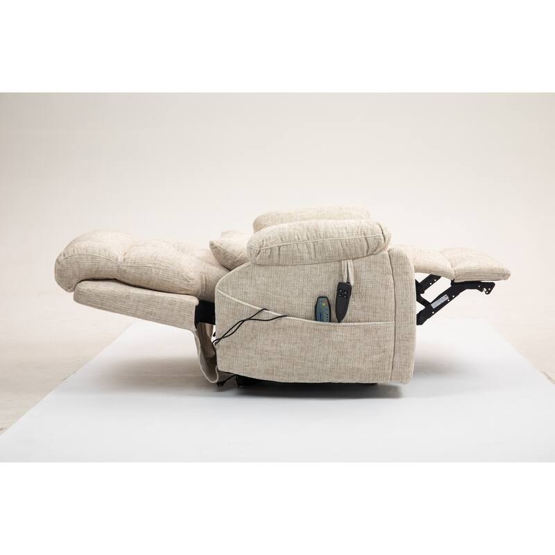 Power Lift Chair with Massage & Heat, Dual OKIN Motors Heavy Duty Recliner, Lounge Chair with Side Pockets & 2 Cup Holders