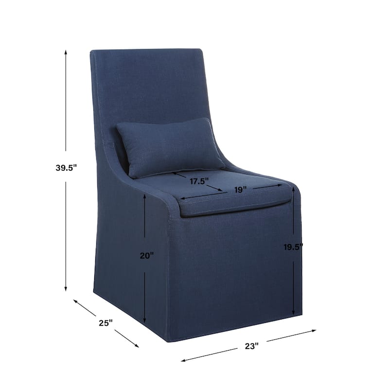 Plush Cushion Seat Armless Chair - 39.5" - Denim Blue