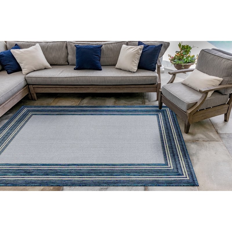 Liora Manne Carmel Multi Border Indoor/ Outdoor Area Rug Bed Bath